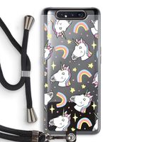 Rainbow Unicorn: Samsung Galaxy A80 Transparant Hoesje met koord