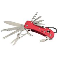 Multitool zakmes met 12 functies - RVS metaal - rood - Voordelige handige zakmessen - 10 cm