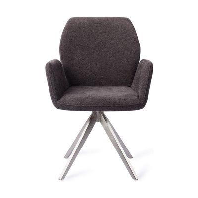 Jesper Home Misaki eetkamerstoel Almost Black turn steel