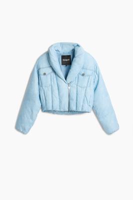 Gewatteerde cropped jas - BLUE - XS