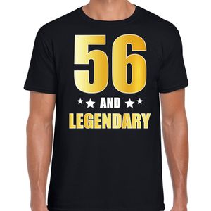 56 and legendary verjaardag cadeau t-shirt goud 56 jaar zwart voor heren