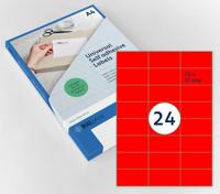 Etiket rillprint 70x37mm fluorrood 2400 etiketten