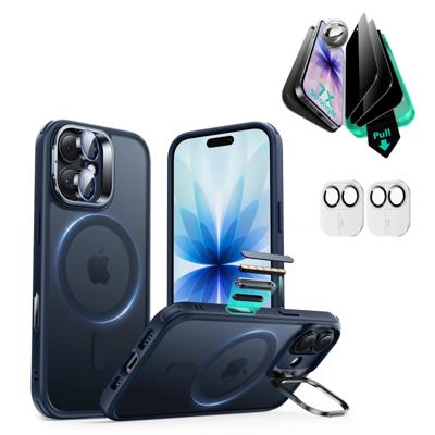 iPhone 17 Bundle Classic Hybrid Magnetic Case (Camera Control, Stash Stand) and Armorite Privacy Screen Protector - Frosted Blue iPhone 17 Bundle Classic Hybrid Magnetic Case (Camera Control, Stash Stand) and Armorite Privacy Screen Protector - Frosted Blue