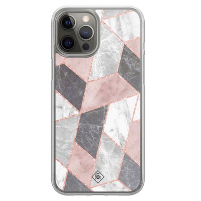 iPhone 12 (Pro) hybride hoesje - Stone grid
