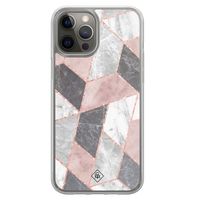 iPhone 12 (Pro) hybride hoesje - Stone grid
