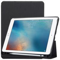 Doek textuur patroon geval voor iPad 9 7 (2018) & iPad 9.7 inch (2017) met drie-vouwen houder & Pen Slots(Black)