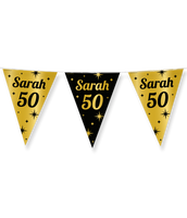 Classy Vlaggenlijn Sarah 50 jaar Zwart/Goud (10m)