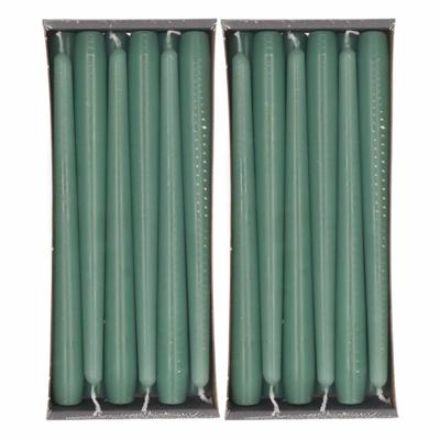 Enlightening Candles Dinerkaarsen - 24x stuks - groen - 8 branduren - 25 cm - kandelaar kaarsen