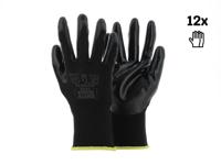 Safety Jogger Zwarte polyester veiligheidshandschoenen met een zwarte nitril coating | 12 Stuks | Zwart | Maat 8 - SW0800008