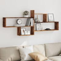 Wandschap 167,5x18x68 cm bewerkt hout oud houtkleurig Wandschap 167,5x18x68 cm bewerkt hout oud houtkleurig