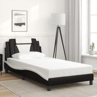 Bedframe met hoofdbord kunstleer zwart en wit 100x200 cm