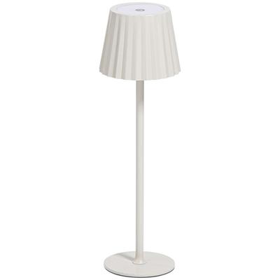 Leen Bakker - Tafellamp Scotti Offwhite USB LED - Metaal - Wit - 11.5x11.5x38 Cm