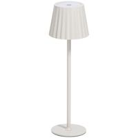 Leen Bakker - Tafellamp Scotti Offwhite USB LED - Metaal - Wit - 11.5x11.5x38 Cm