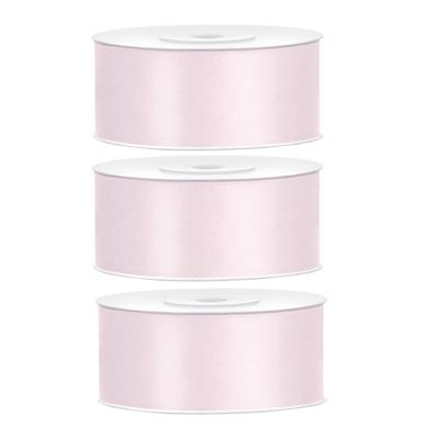 Sierlint satijn - 3x - Roze - 2.5 cm/25 mm x 25 meter - Cadeaulint satijnlint/sierlinten - Hobby Sierlint satijn - 3x - Roze - 2.5 cm/25 mm x 25 meter - Cadeaulint satijnlint/sierlinten - Hobby