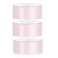 Sierlint satijn - 3x - Roze - 2.5 cm/25 mm x 25 meter - Cadeaulint satijnlint/sierlinten - Hobby