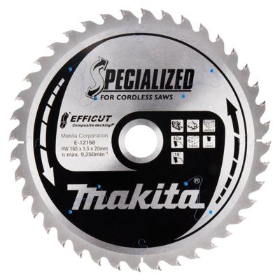 Makita Cirkelzaagblad voor WPC | Efficut | Ø 165mm Asgat 20mm 40T - E-12158
