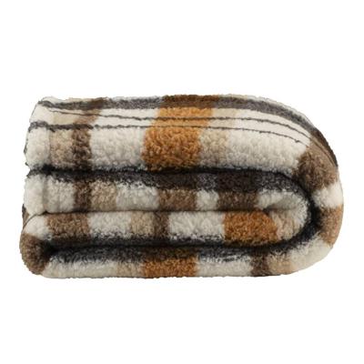 Leen Bakker - Plaid Teddy - Off-white - 130x170 Cm - Polyester/Teddy - Multikleur#Wit#Oranje