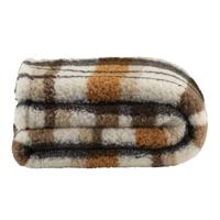 Leen Bakker - Plaid Teddy - Off-white - 130x170 Cm - Polyester/Teddy - Multikleur#Wit#Oranje