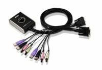 ATEN 2-poorts USB DVI-/audiokabel KVM-switch met externe poortselectieschakelaar - thumbnail