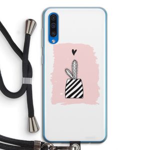Zwart-wit cactus: Samsung Galaxy A50 Transparant Hoesje met koord