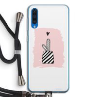 Zwart-wit cactus: Samsung Galaxy A50 Transparant Hoesje met koord