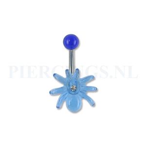 Navelpiercing acryl spin blauw met kristal