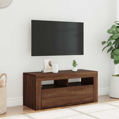 Tv-meubel met LED-verlichting 90x35x40 cm bruin eikenkleur