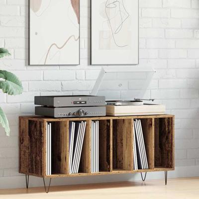 Platenkast met plank artisanaal eikenkleurig 100 x 38 x 48 cm