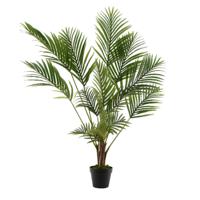 Grote kunstplant Areca/goudpalm - H125 cm - in zwarte plastic pot - kunstplanten