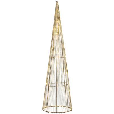 Mica Decorations LED kegel - kerstboom lamp - goud - polyester/metaal - H60 cm