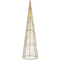 Mica Decorations LED kegel - kerstboom lamp - goud - polyester/metaal - H60 cm