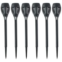 Solar tuinlamp fakkels/toortsen - 6x - met vlam effect - zwart - 48 cm