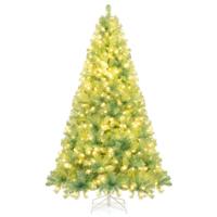 225 cm Kunstkerstboom met Verlichting Dennenboom met Warmwitte LED-lampen Groen