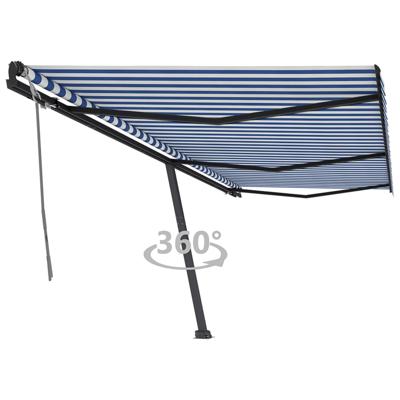 Luifel vrijstaand handmatig uittrekbaar 600x350 cm blauw en wit