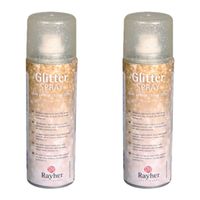 Set van 2x stuks fijne glitterspray goud