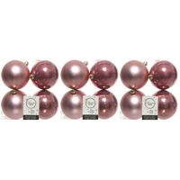 12x Kunststof kerstballen glanzend/mat oud roze 10 cm kerstboom versiering/decoratie   - - thumbnail