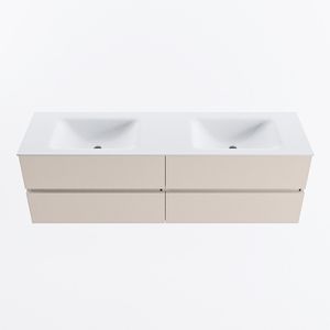 MONDIAZ VICA 160cm badmeubel onderkast Linen 4 lades. Wastafel CLOUD dubbel 2 kraangaten, kleur Talc.