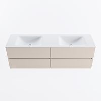 MONDIAZ VICA 160cm badmeubel onderkast Linen 4 lades. Wastafel CLOUD dubbel 2 kraangaten, kleur Talc.