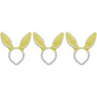3x Wit/gele konijn/haas oren verkleed diademen kids/volwassenen