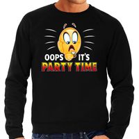 Funny emoticon sweater Oops its party time zwart heren - thumbnail