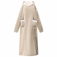 VidaXL Deken hoodie beige m fleece en flanel