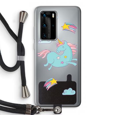 Vliegende eenhoorn: Huawei P40 Pro Transparant Hoesje met koord