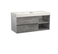 Storke Edge zwevend badmeubel 120 x 52 cm beton donkergrijs met Mata High asymmetrisch linkse wastafel in mat witte solid surface - thumbnail