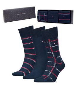 Tommy Hilfiger Sokken Giftbox Grid Stripe 3-pack Navy-43/46