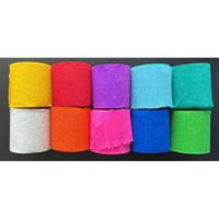 Folia crêpepapier, ft 100 x 5 cm, op rol, geassorteerde kleuren, pak van 10 stuks