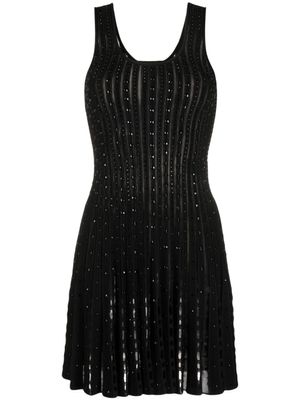 Versace robe mi-longue plissée à design sans manches - Noir