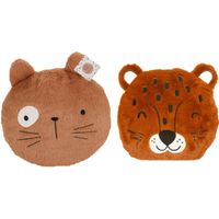 Dieren sierkussens - set 2x - kinderkamer - panter/kat - 30 cm - polyester - thumbnail