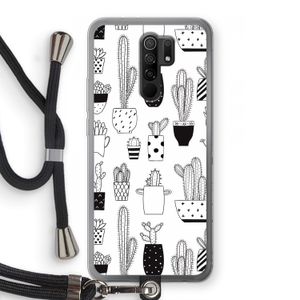 Cactusmotief: Xiaomi Redmi 9 Transparant Hoesje met koord