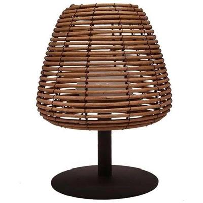 Snoerloze tafellamp - LUMISKY - BOHEME - H25 cm - Natuurlijk rotan - Warm wit en witte LED