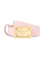 Dolce & Gabbana Kids ceinture en cuir à plaque logo - Rose - thumbnail